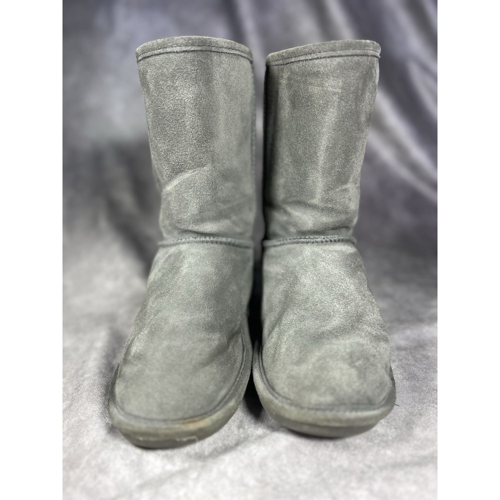 Bearpaw Eva Short S410W Gray Suede Sheepskin Boots Women's Size 8